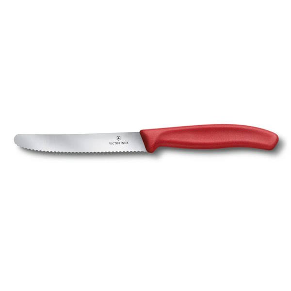 סכין ירקות משוננת אדום להב עגול Victorinox 11cm סכין ירקות משוננת אדום להב עגול Victorinox 11cm