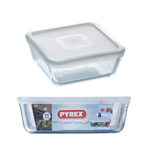כלי אחסון מרובע + מכסה 2 ליטר Pyrex