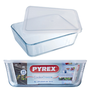 כלי אחסון מלבני + מכסה פלסטיק 4 ליטר Pyrex כלי אחסון מלבני + מכסה פלסטיק 4 ליטר Pyrex