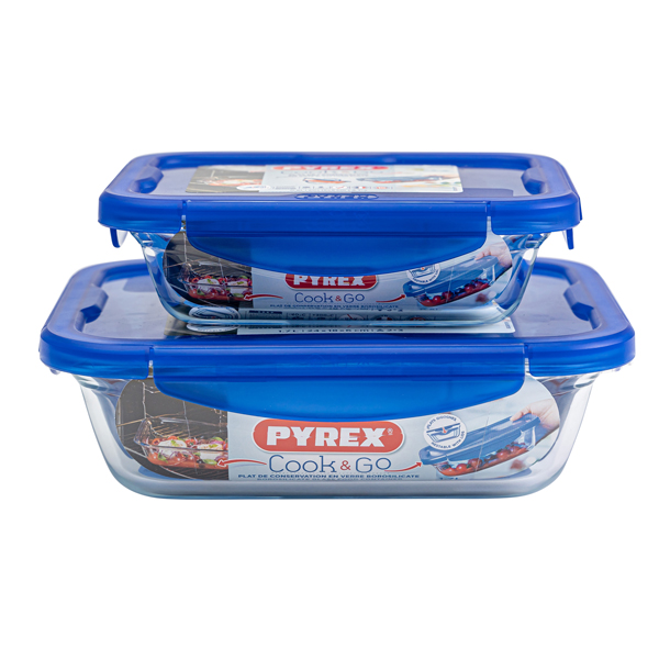 סט 2 כלי אחסון מלבני Pyrex cook and go