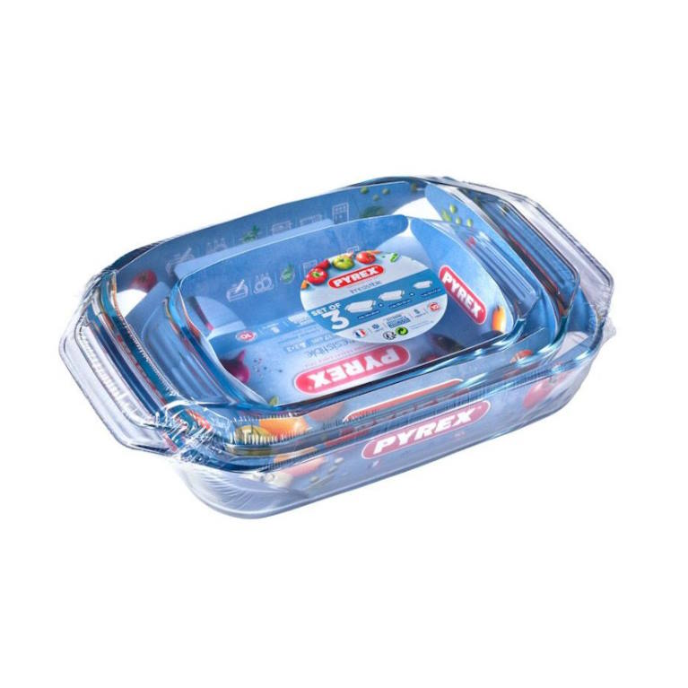 סט 3 תבניות מלבניות Pyrex