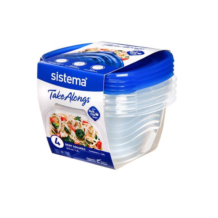 מארז 4 אחסוניות Takealongs מרובע 1.25 ליטר Sistema