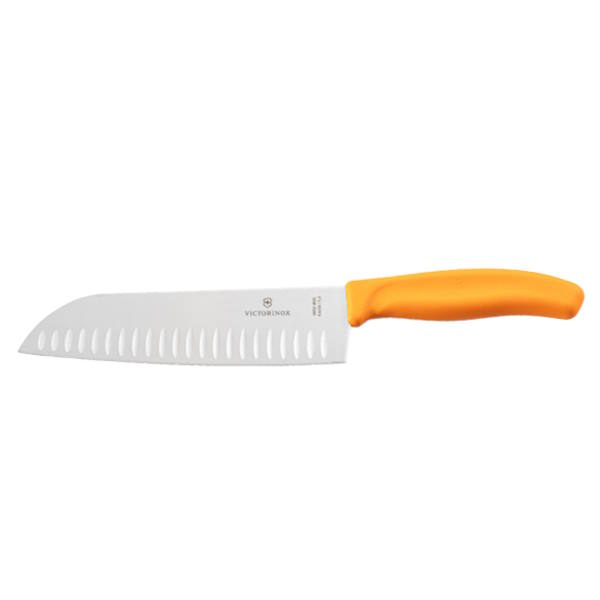 סכין סנטוקו מחורצת 17cm ידית כתומה Victorinox