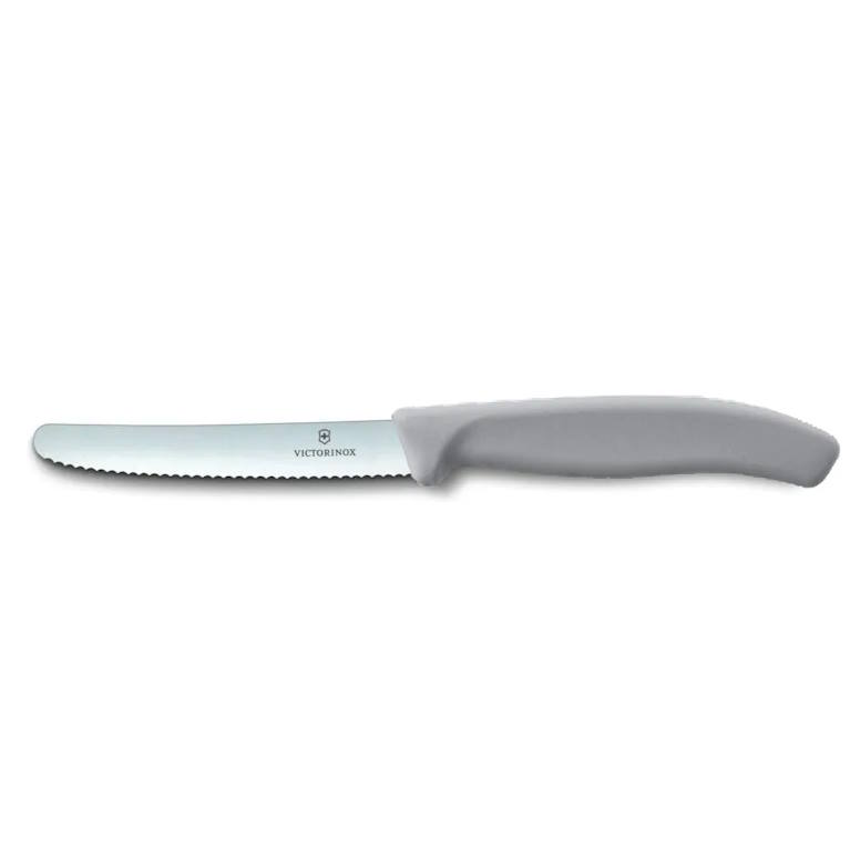 סכין ירקות משוננת אפור להב עגול Victorinox 11cm