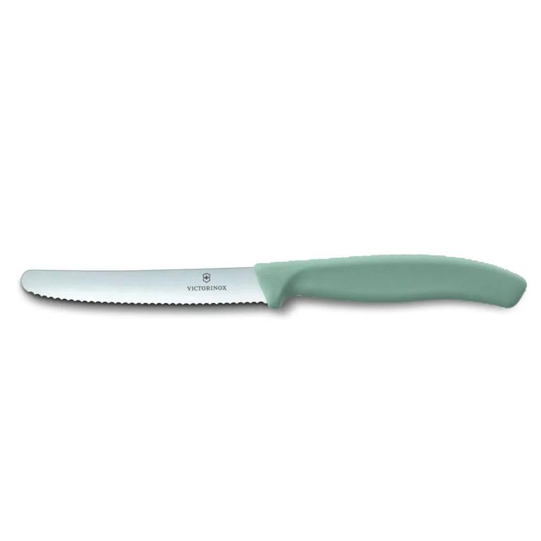 סכין ירקות משוננת ירקרק להב עגול Victorinox 11cm