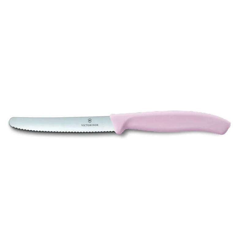 סכין ירקות משוננת ורוד בייבי להב עגול Victorinox 11cm
