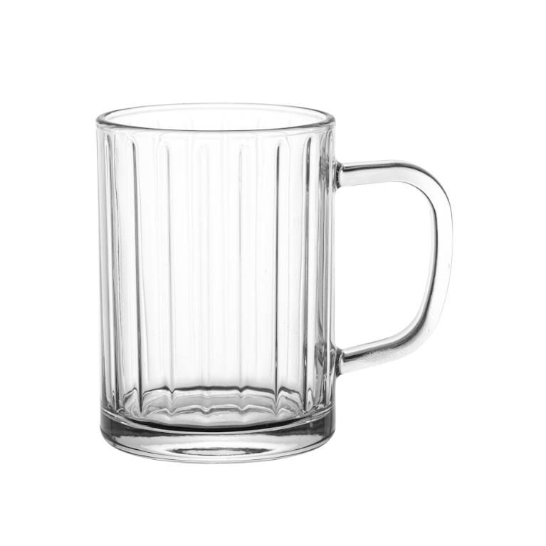 כוס זכוכית פסים עם ידית 330ml