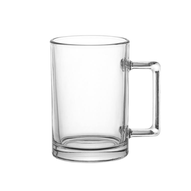 כוס זכוכית מג ידית ישרה 330ml