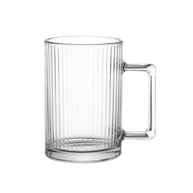 כוס זכוכית פסים עם ידית ישרה 330ml