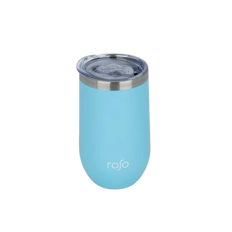 כוס תרמית נירוסטה תכלת חלק Roso 500ml