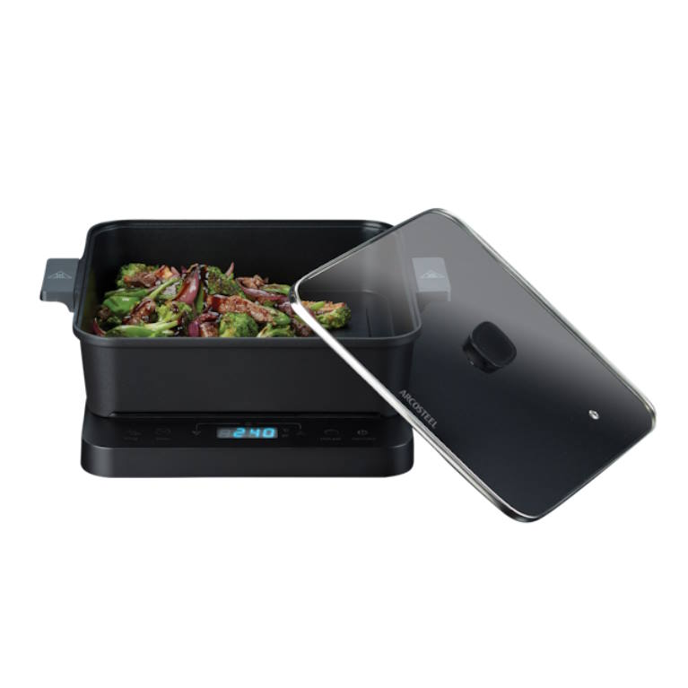 פלטת אינדוקציה חשמלית COOK & GRILL+רוסטר ופלטת גריל Arcosteel