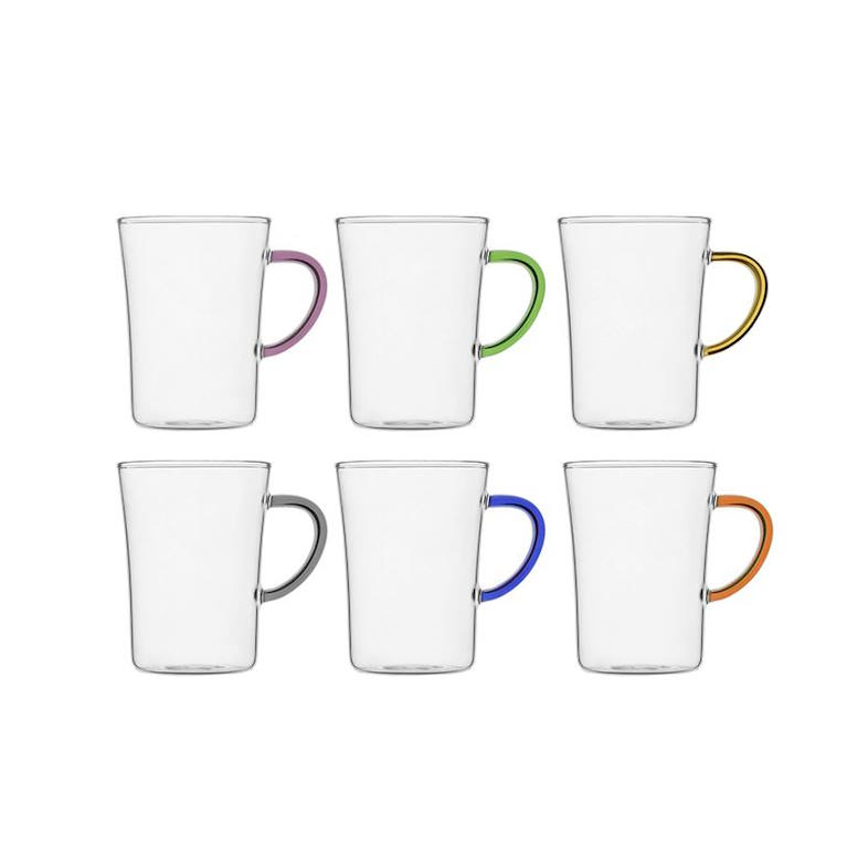 6 כוסות זכוכית RIO 350ml ידית צבעונית Food Appeal 6 כוסות זכוכית RIO 350ml ידית צבעונית Food Appeal