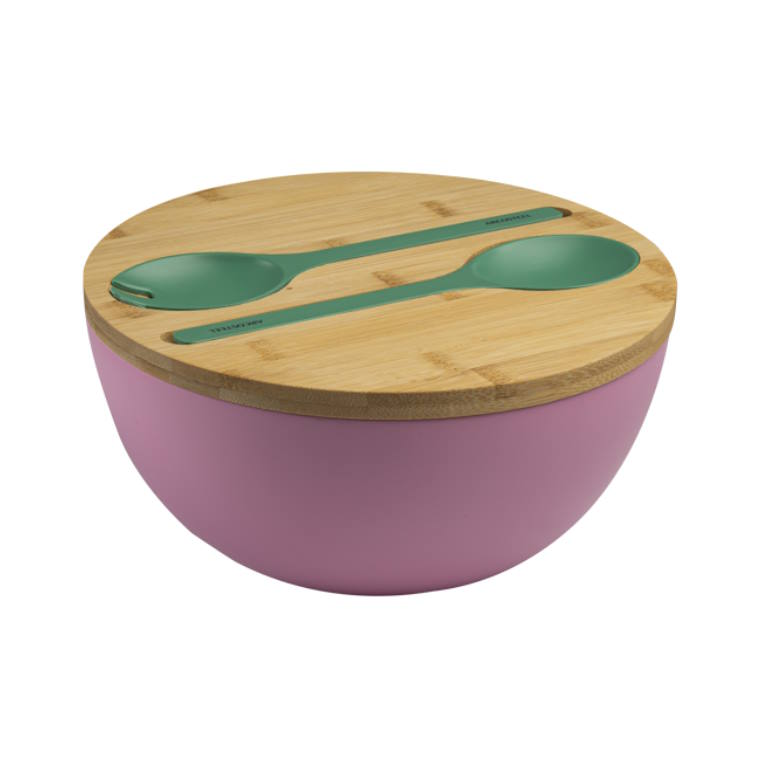 קערת מלמין עם מכסה עץ במבוק וכפות הגשה Arcosteel Arcosteel קערת מלמין עם מכסה עץ במבוק וכפות הגשה Arcosteel Arcosteel