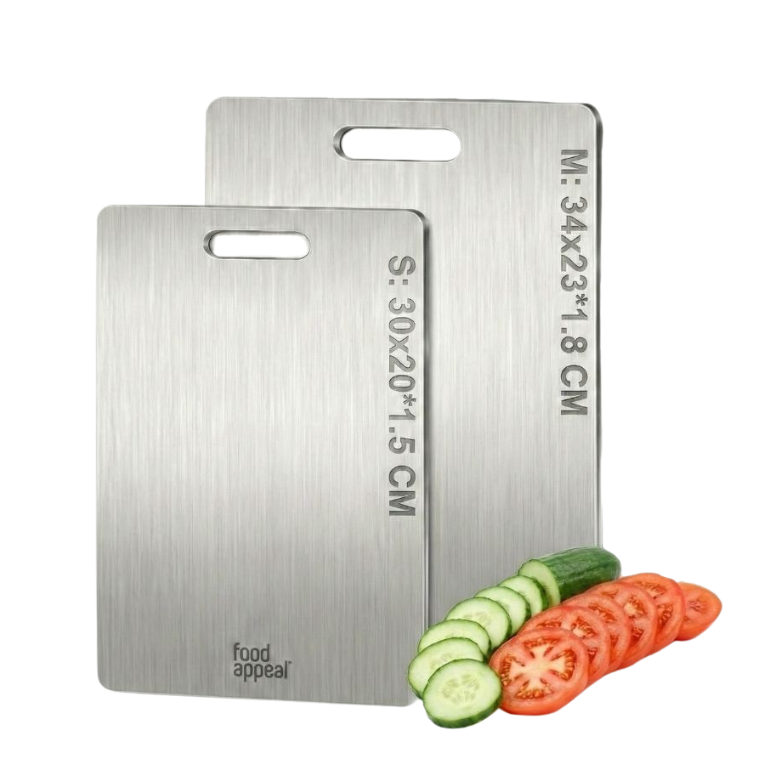 סט 2 קרשי חיתוך נירוסטה CleanCut Food Appeal S+M